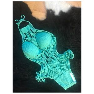 One Piece Crochet Cutout Swimsuit